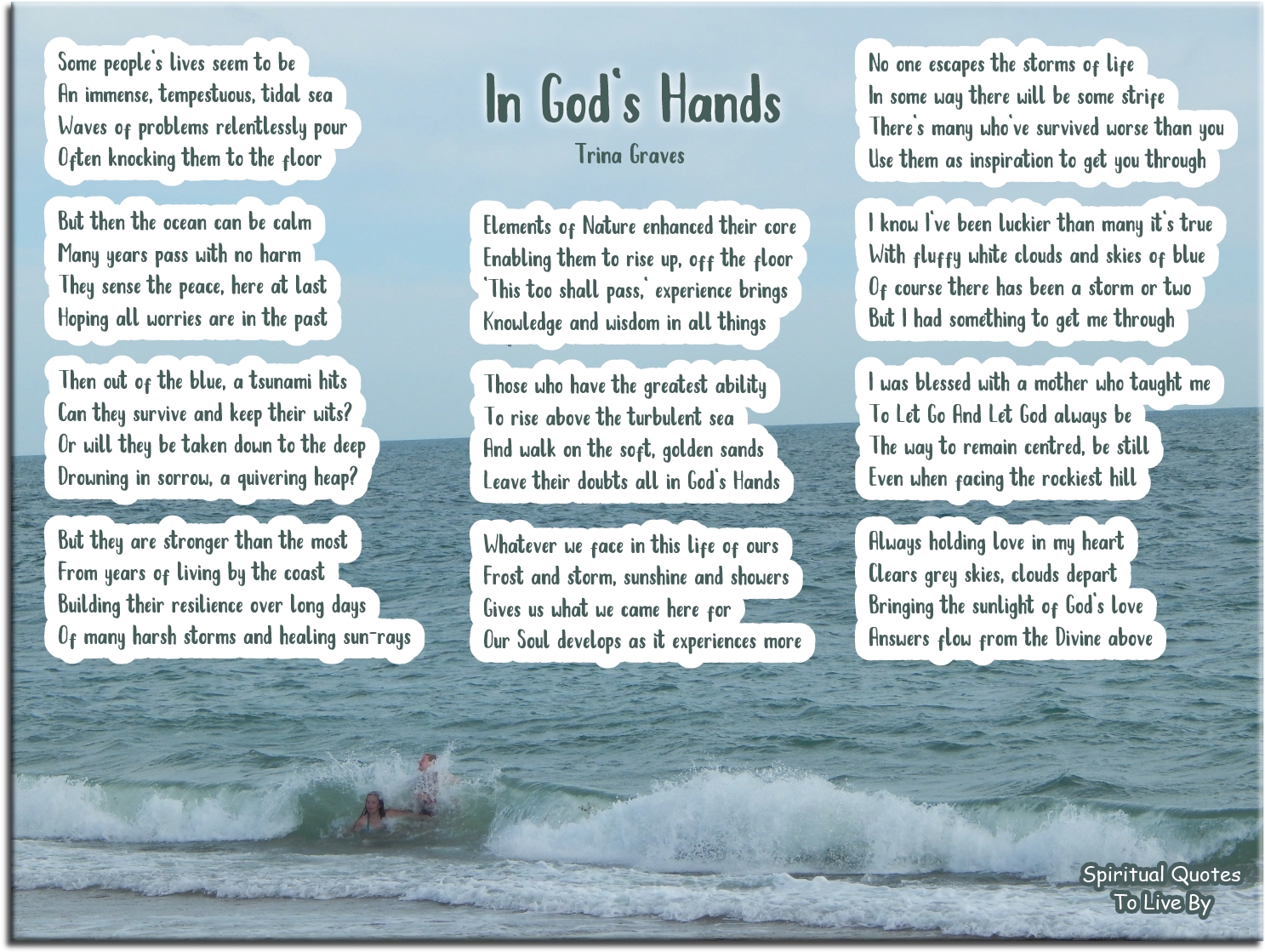In God's Hands - inspirational poem by Trina Graves of Spiritual Quotes To Live By