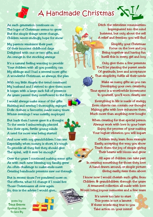A Handmade Christmas - inspirational poem by Trina Graves of Spiritual Quotes To Live By